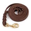 Long Leather Braided Dog Leash Brown Dog Traction Rope Pet Products   Medium Large Pet