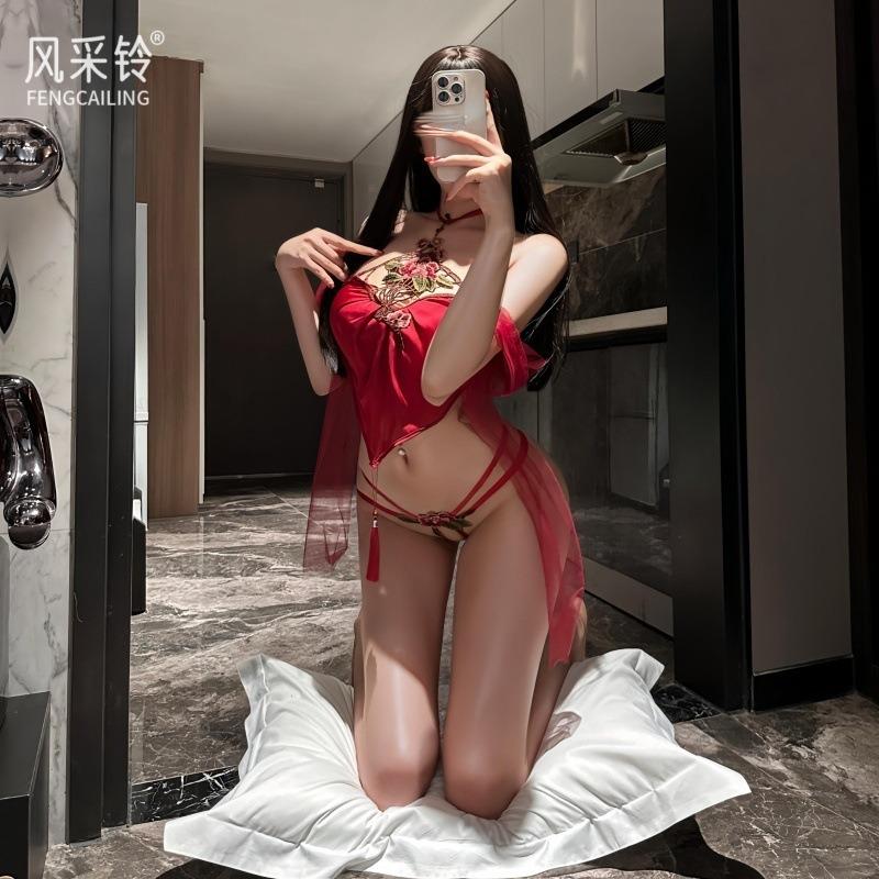 Sex Underwear Sexy Antique Embroidered Belly Pocket Set Passion Free Large Size Uniform Pure Desire Temptation