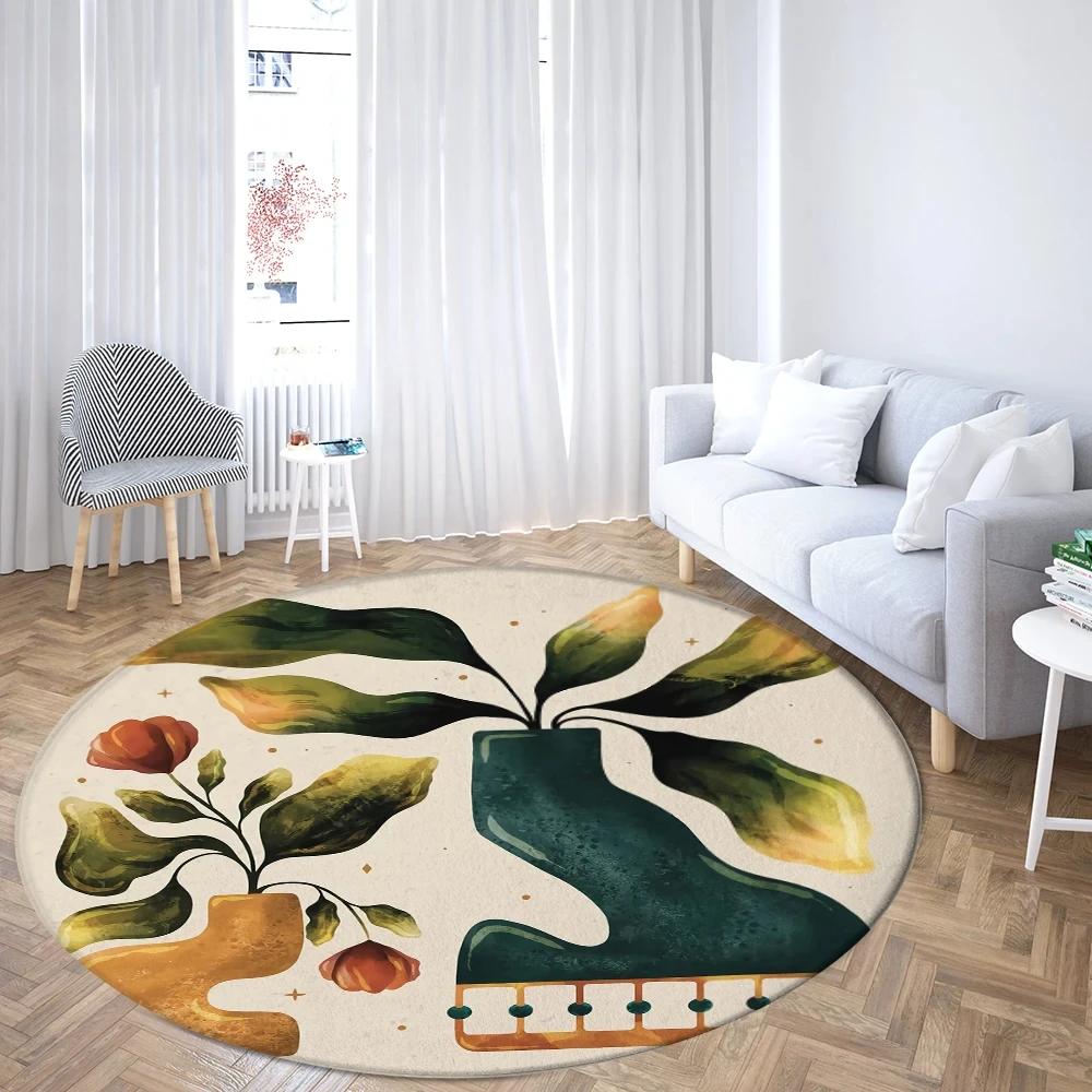 Boho Mushroom Butterfly Round Rug Cartoon Mushrooms Carpet for Living Room Office Bathroom Decor Kawaii Fungus Indoor Floor Mat