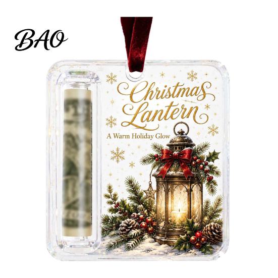 Support de Display d'Argent en Acrylique Durable, Pendentif Rétro de Noël, Décoration Arbre à Argent, Ornement de Fête Transparent Transparent à Suspendre avec Emplacement pour Carte