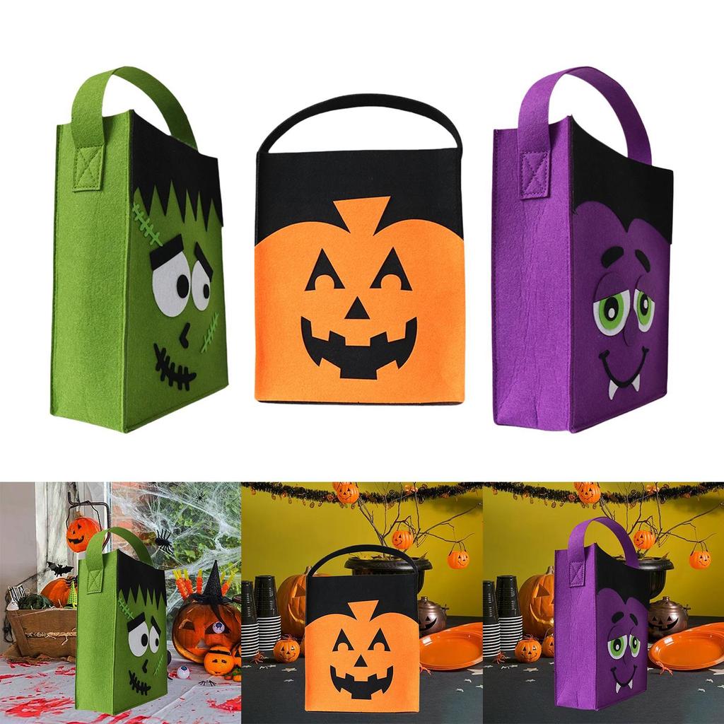 Halloween Trick or Treat Bag Felt Tote Bag Reusable Portable Gift Bag for Kids