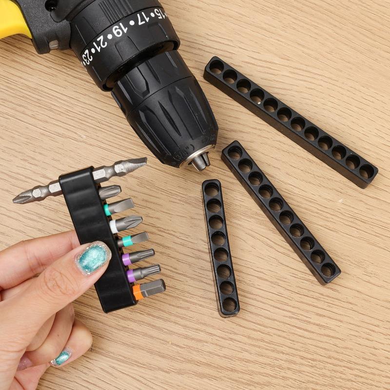 8/10/12 Holes Hexagonal Handle Storage Strip Base Drill Bit Storage Rack DIY Hardware Screwdriver Drill Organizer Accessories