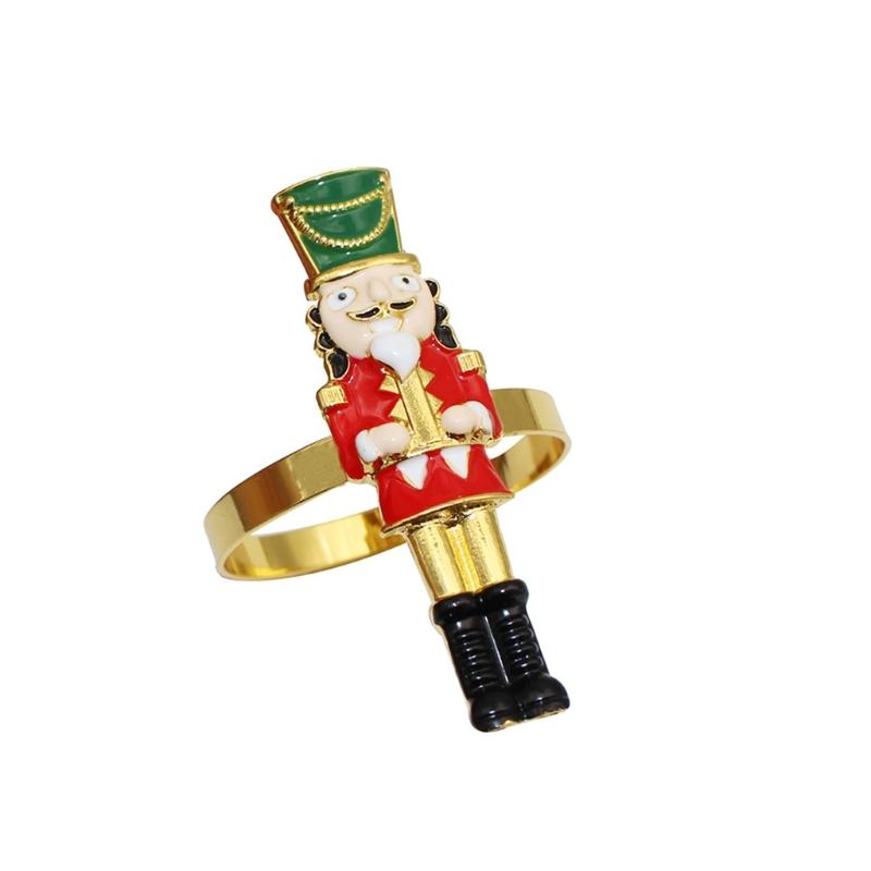 Elegant Holiday Dinner Napkin Rings Nutcrackers Design Alloy Metal Christmas Decors Elegant Alloy Napkin Holders