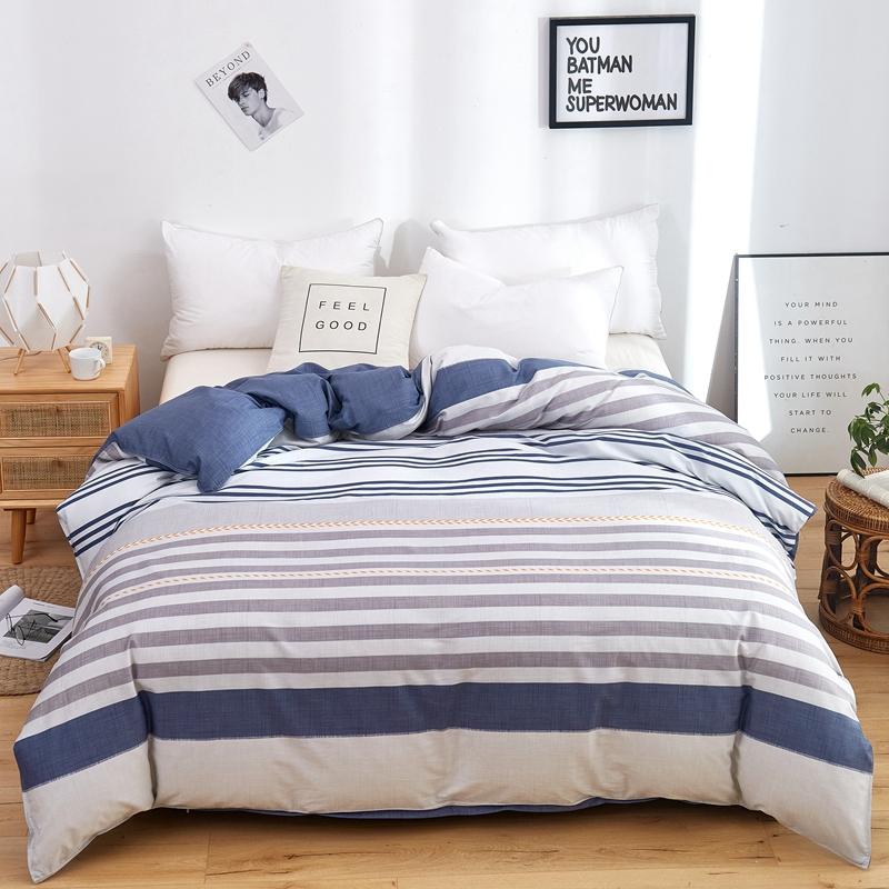 1Pc Abstract Geometric Duvet Cover 100% Cotton Triangle Striped Patterned Quilt Cover with Zipper and Ties Queen Size Bedding