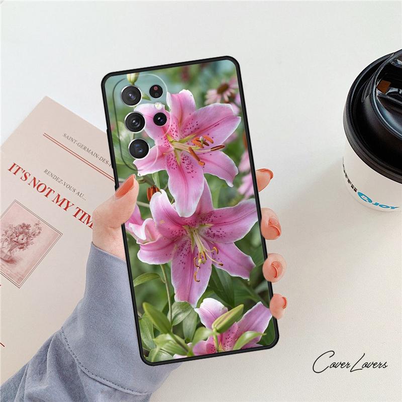 Colorful Flower Lily phone case For Samsung Galaxy S24 S25 S23 S22 Ultra Note 10 20 Plus S20 S21 FE Cover