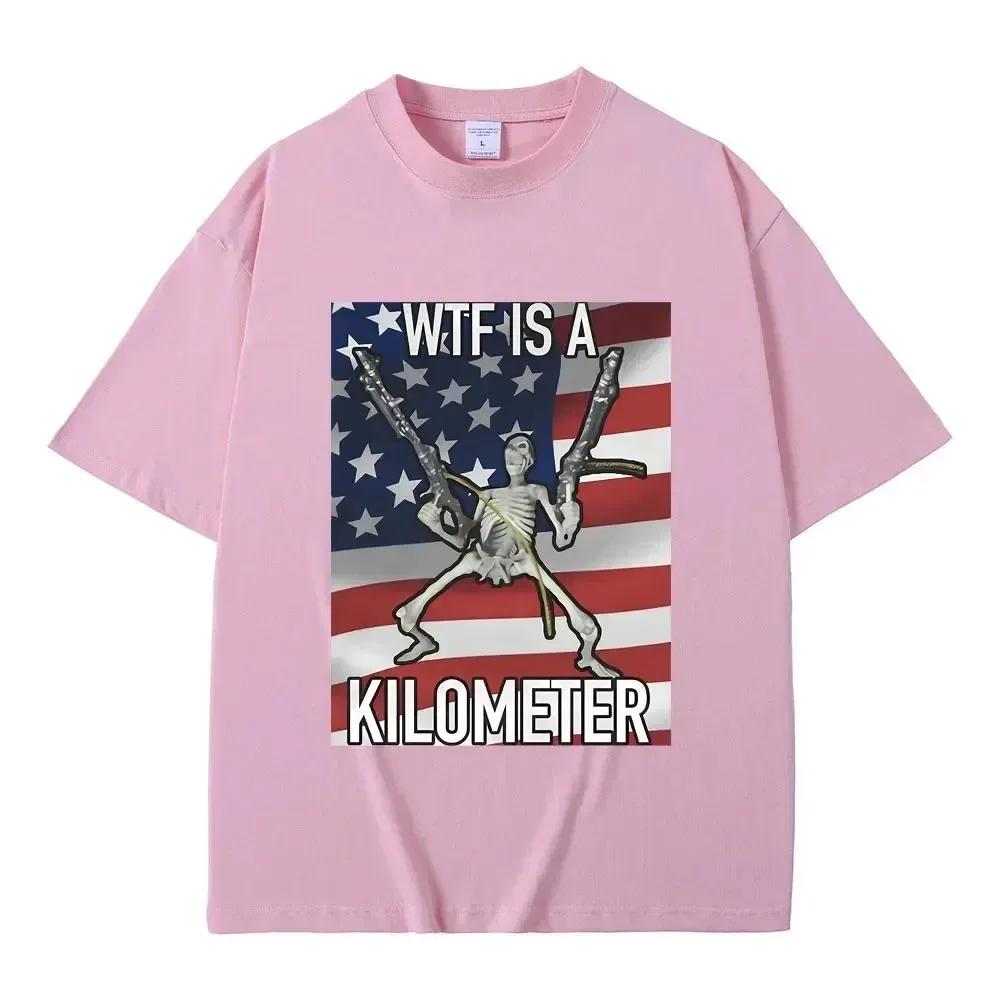 2024 Fashion Summer WTF Is A Kilomet Funny Skeleton Meme Graphic Print T-shirt Women's Fashion Casual Vintage T-shirt
