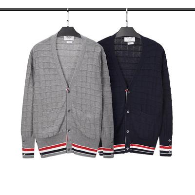 TB BROWIN Striped V-Neck Wool Cardigan Sweater - Urban Casual Style Knitwear Coat