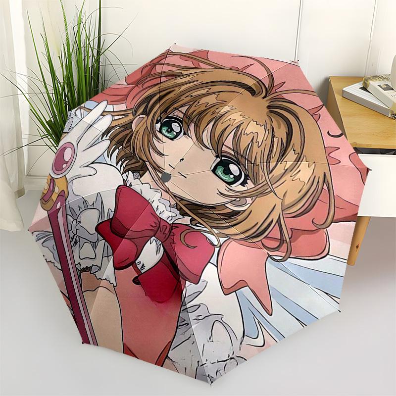 1pc Cardcaptor Sakura Outdoor Umbrella - Automatic Opening/Closing, Portable 3-Fold Design with 8-Bone Iron Frame - Perfect Gift for Fans, Travelers,