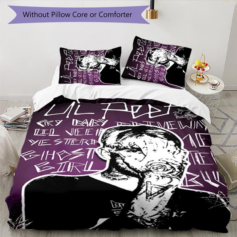 Neon Style Lil Peep 3pcs Bedding Set Duvet Cover Closure Includes 1 Duvet Cover & 2 Pillowcases for All Seasons Bedroom Home Dorm Decor