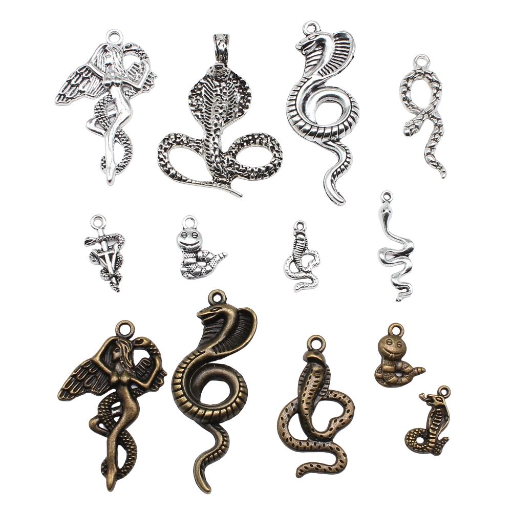 20pcs Animal Snake Charms Cobra Pendant For Jewelry Making DIY Crafts Making Findings Handmade Tibetan Jewelry