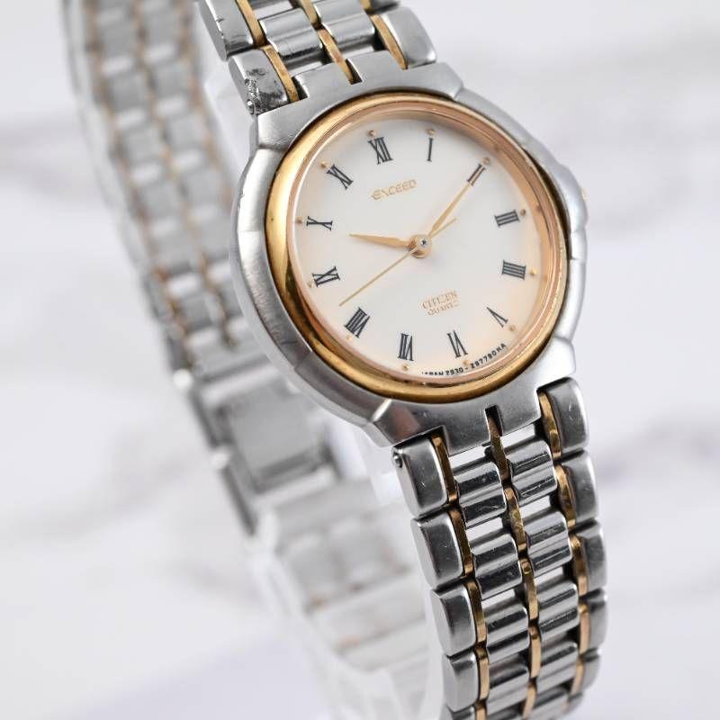 Used Good condition, working item, CITIZEN Exceed ladies' watch, combo, round case, Roman numeral dial, office casual