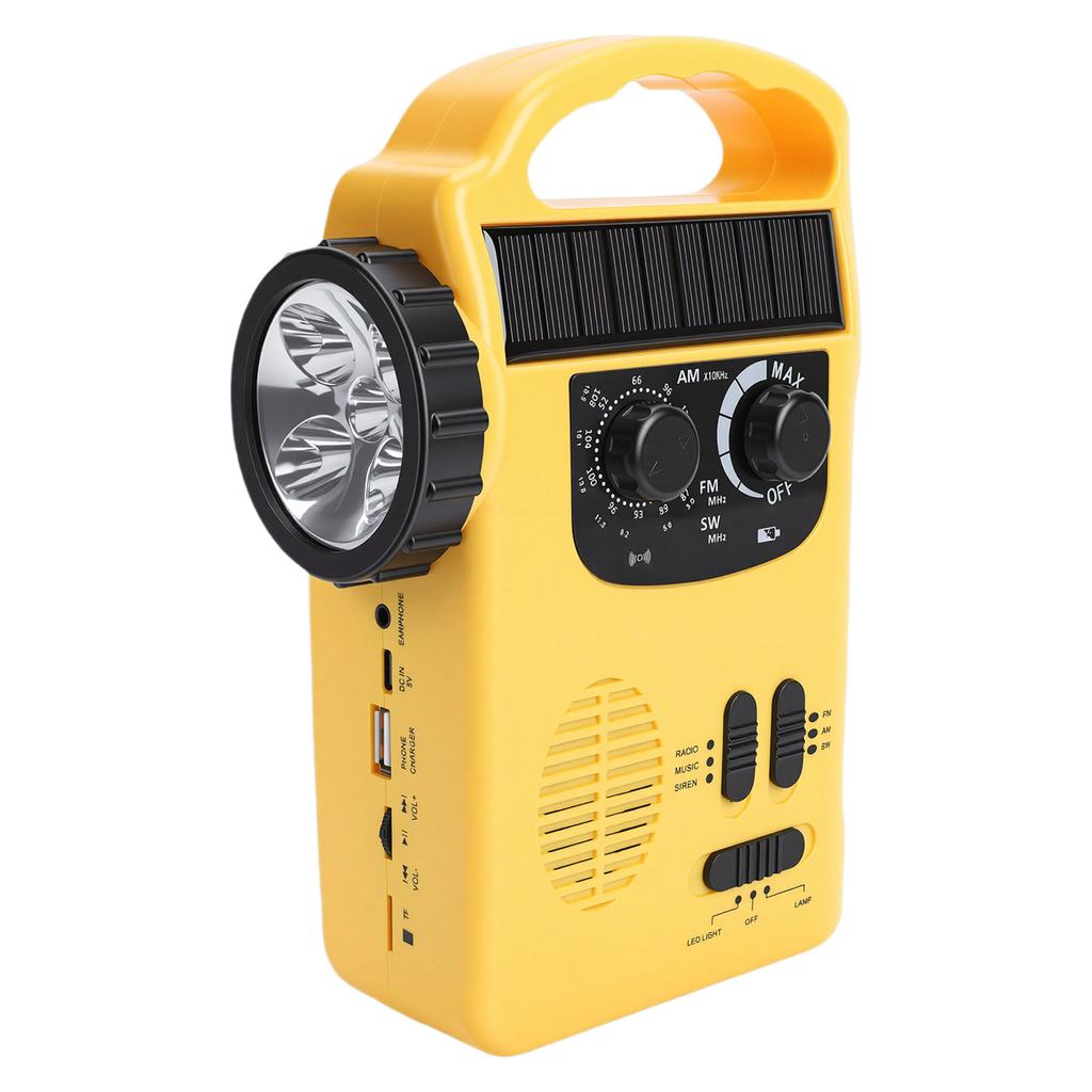 Hand Crank Emergency Radio with AM FM Radio Portable Solar Hand Crank Power Bank Built in Speaker Retractable Antenna
