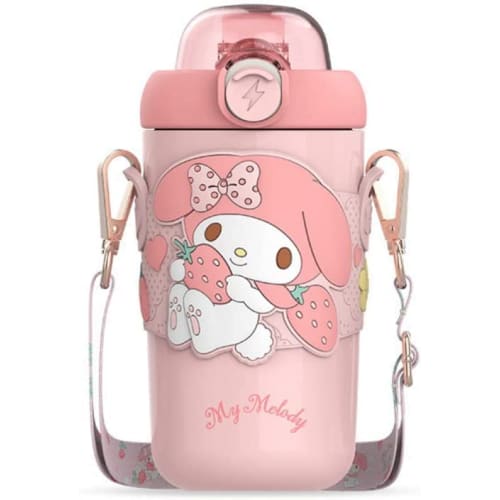 

My Melody, Kuromi, and Pompompurin Water Bottles with Cover and Bag, Stainless Steel Mug for Kids, Direct Drinking, Keeps Drinks Cold or Hot, One-Touc