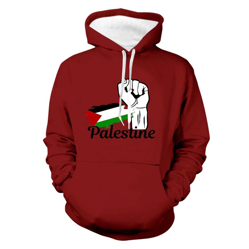 Men's Vintage Long Sleeve Hoodie Printed Hooded Sweatshirt Top