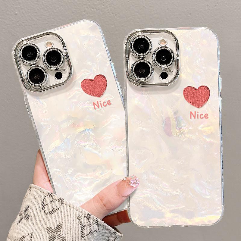 Korean Style Heart Chain Case for iPhone 13-17 Pro Max