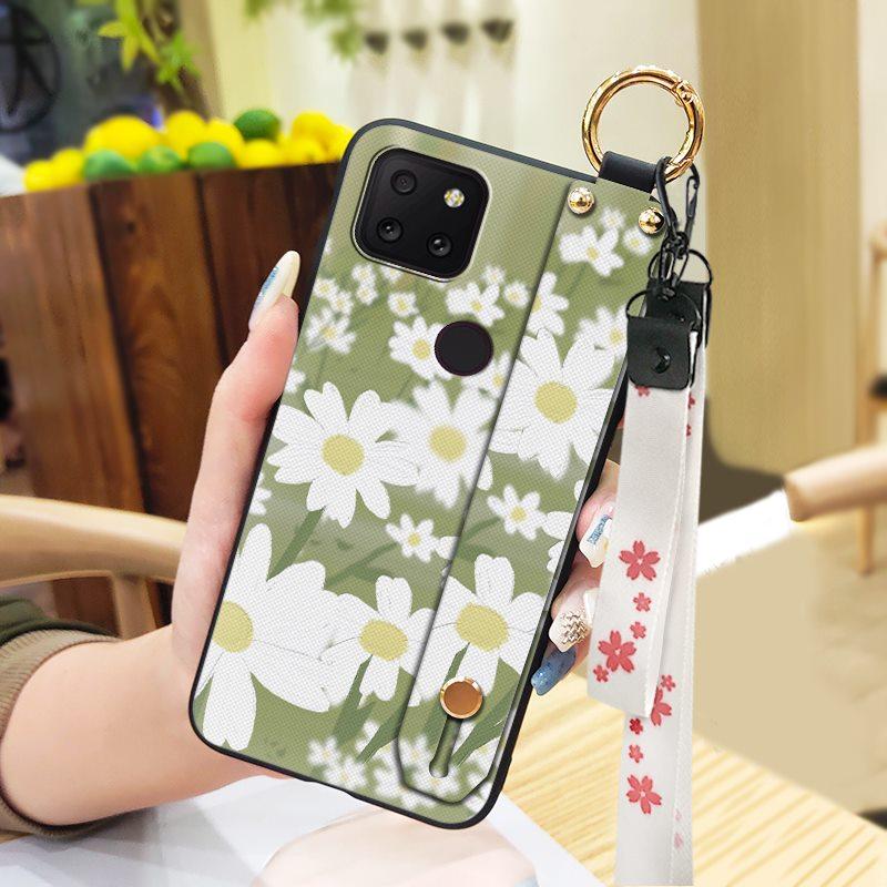 Back Cover Wrist Strap Phone Case For TCL T-Mobile Revvl 5G Phone Holder Flower Soft case Waterproof Ring Lanyard