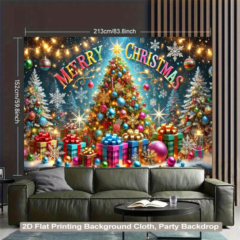 2D Flat Design 1pc Tree Backdrop Gift Box 2D Flat Wall For Decor Tree Gift Box Living Room Bedroom Party Winter Autumn Scene No Power