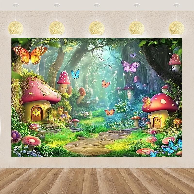 1 Magical Forest Photography Background Polyester Fabric Fairy Tale Fairyland Scene Home Decoration Photography Props