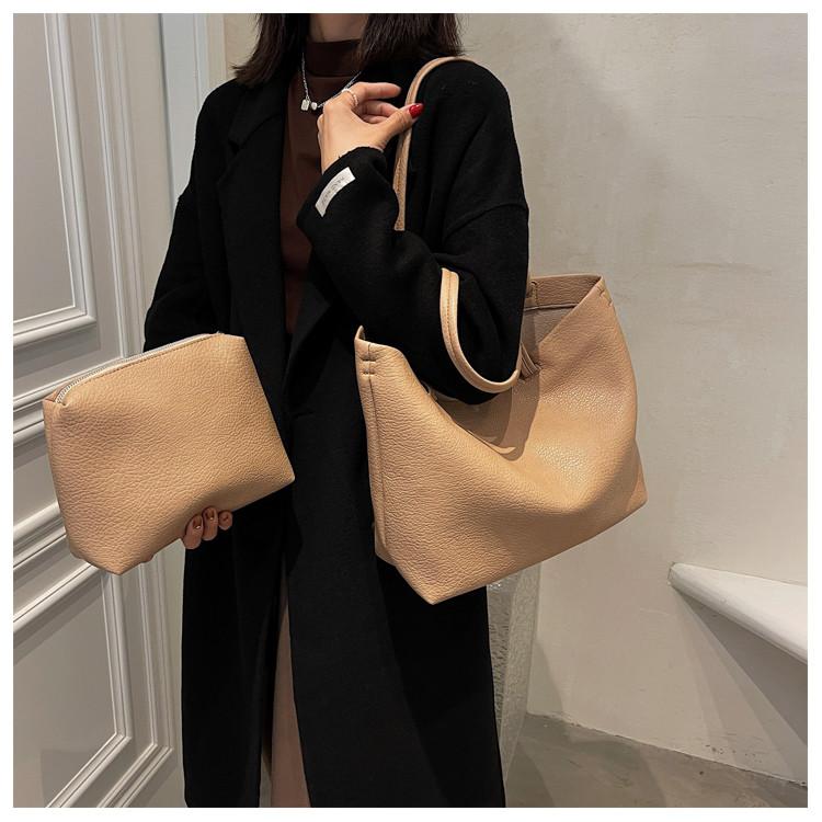 IELGY All-Match Casual Soft Leather Shoulder Bag Large Capacity Atmospheric Tote Bag
