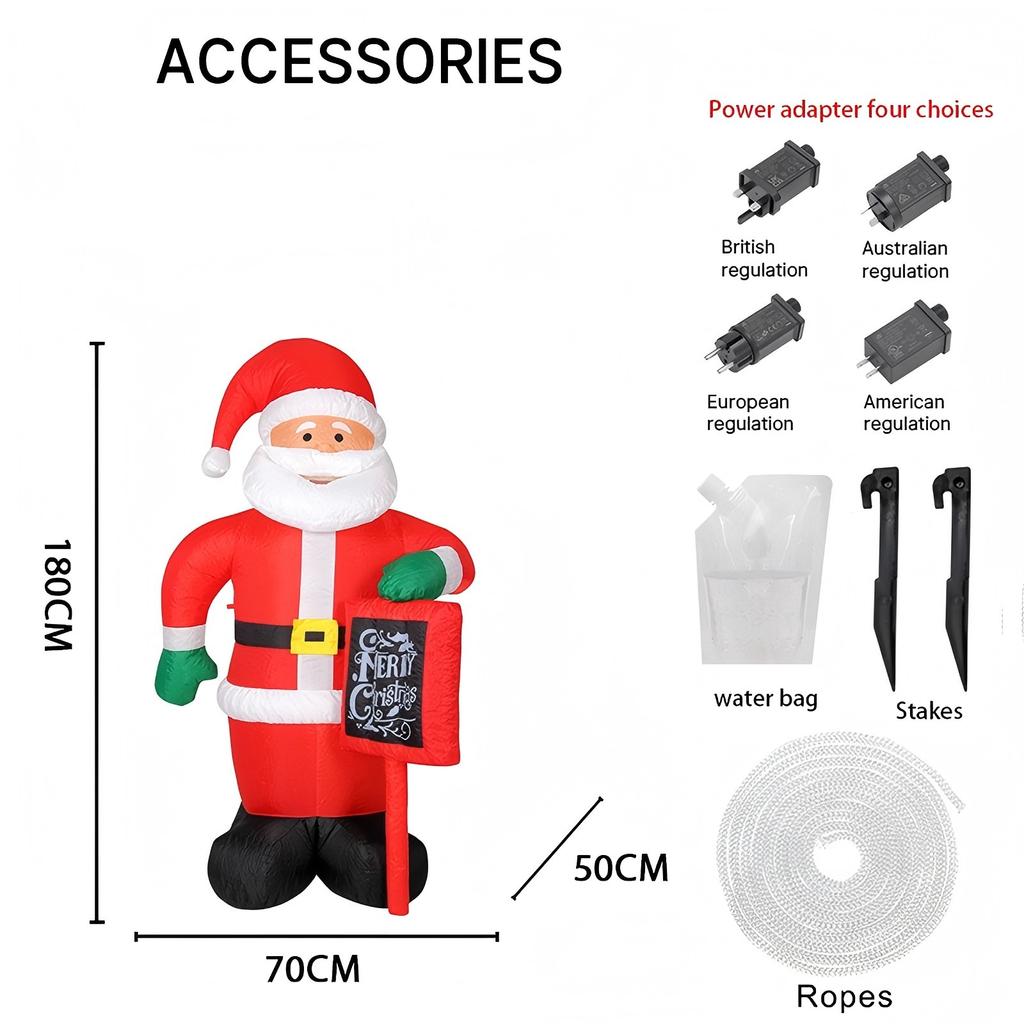 5.9FT Christmas Toy Inflatable Santa Claus Decorations With LED Lights Xmas Ornament for Yard Lawn Home Party Xmas Supplies Gift