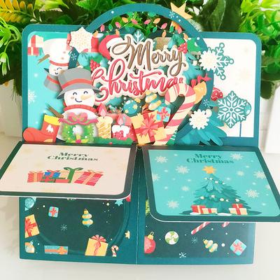 Christmas Three-dimensional Box Congratulation Cards New Year's Greeting Card Made Available for Desktop Ornaments