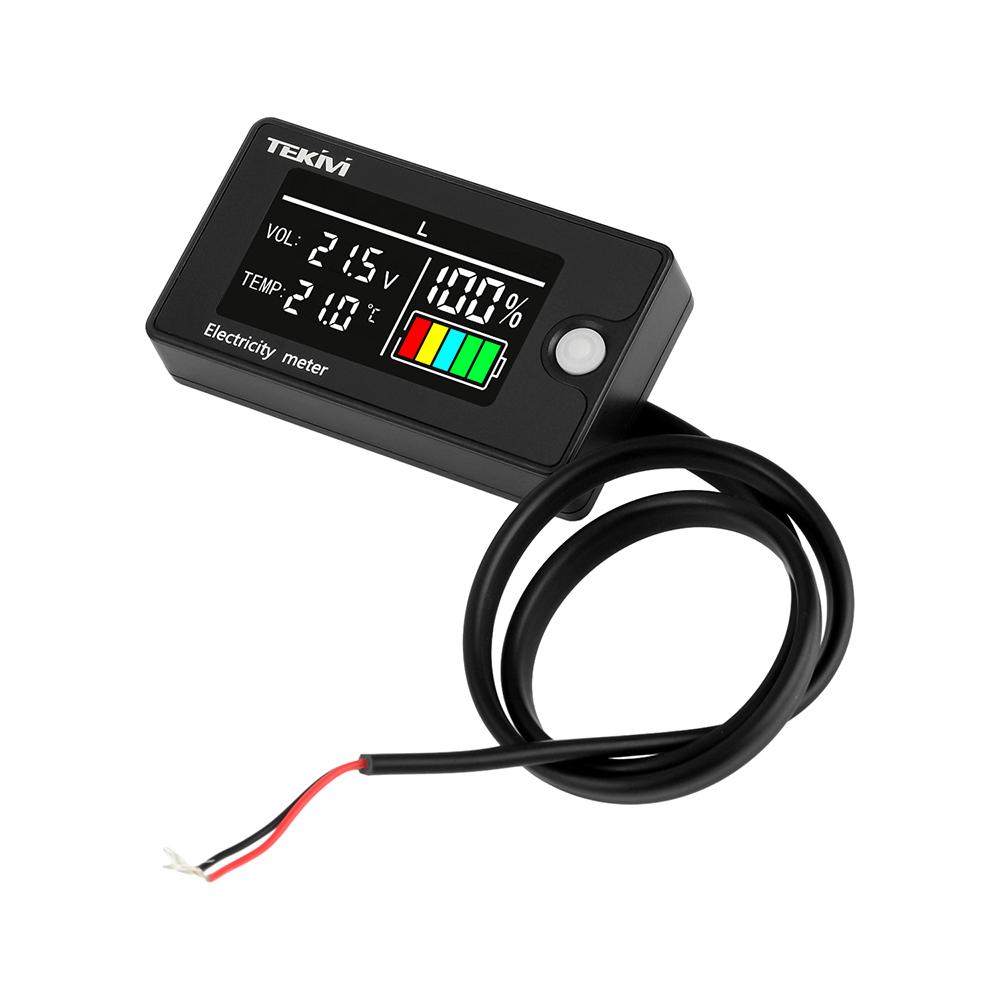 DC8-100V Universeller LCD Digitaler Batteriekapazitätsanzeiger Voltmeter Wasserdichter Spannungs-Leistungsanzeiger mit Temperaturwarnung