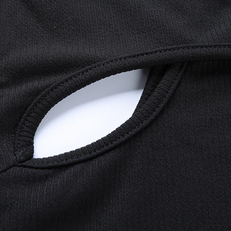 Y2K Hollow Off Shoulder Bottom Women's Short Open Navel T-shirt Slim Fit Fake Two Piece Top