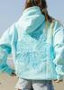 Women's 2025 Hibiscus Print Ribbed Hoodie with Drop Shoulder