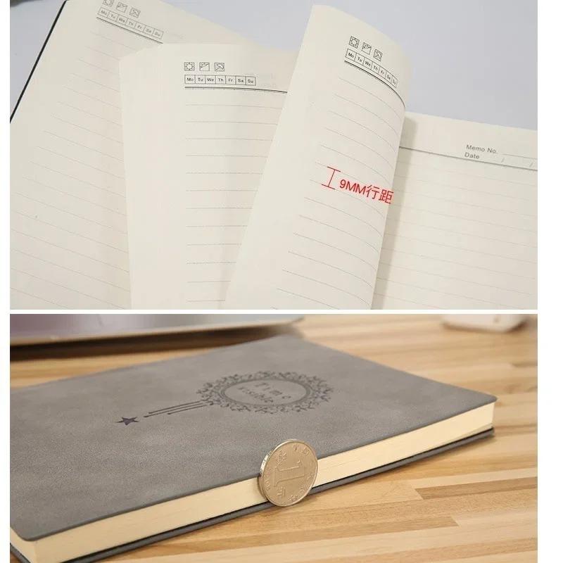 Simple A5 Retro Leather Boy Notepad with Pen Printing Travel Diary Handmade Students School Supplies Business Men's Notebook
