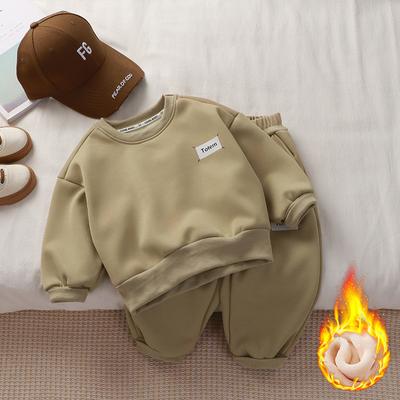 Ropa informal de invierno para niños y niñas, conjunto de sudadera y pantalón de manga larga con letras gruesas