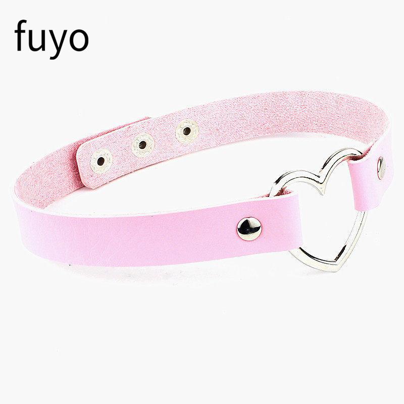 

New Goth Pink PU Leather Necklaces for Women Cosplay Punk Rock Geometry Rivet Collar Choker Necklaces Festival Jewelry