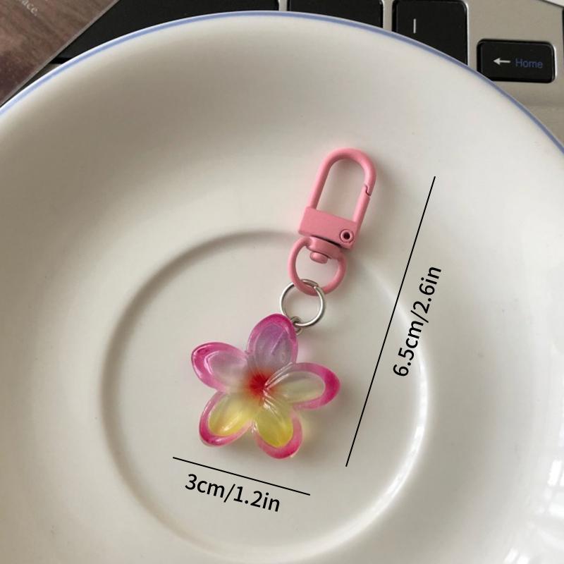 Lieblicher Sakura-Blumen-Schlüsselanhänger-Anhänger Niedlicher Farbiger Transparenter Blumen-Schlüsselanhänger-Anhänger Emaille-Taschenanhänger Charms Schlüsselring