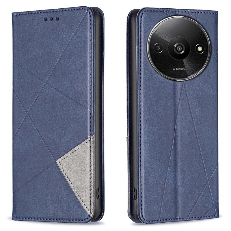 

For Xiaomi Redmi A3 4G/Poco C61 4G Case with Card Slots PU Leather Rhombus Phone Cover Blue