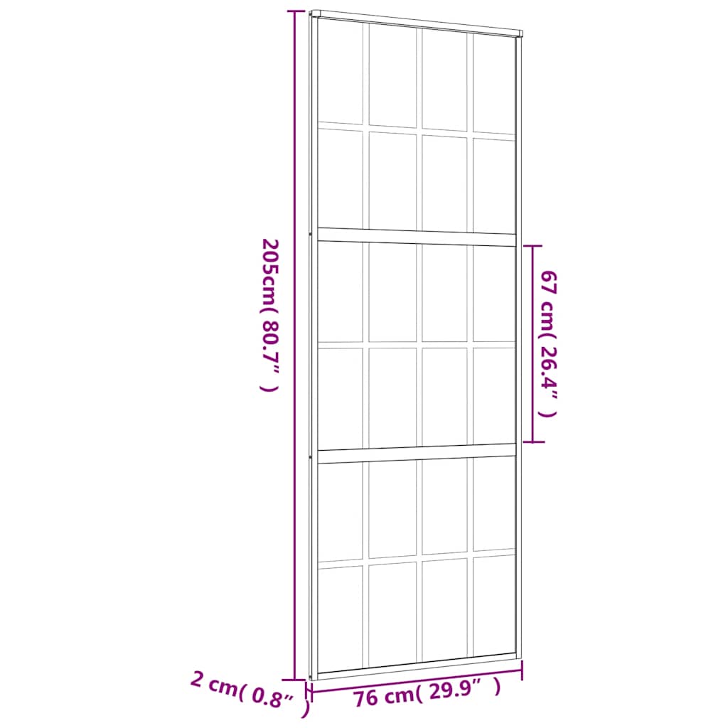 Sliding Door Gold 76x205 Cm Tempered Clear Glass and Aluminium