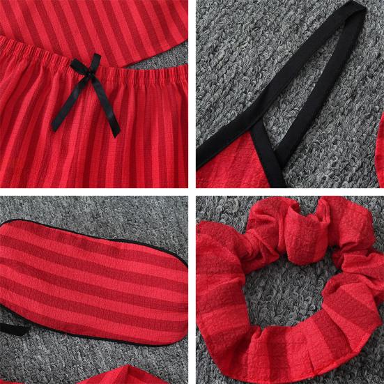 Women'S 7-Piece Satin Pajama Set Sexy Cami Top Button Down
