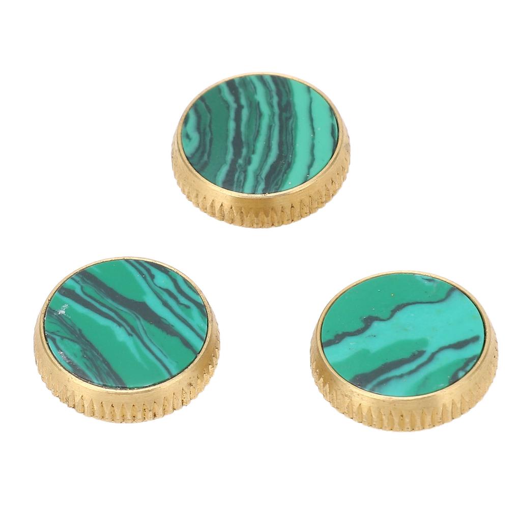 3 Stück Trompetenventilkappen mit integriertem grünen Standard-Metallfingerknopf, Trompetenventil-Ersatzteile C310 Gold