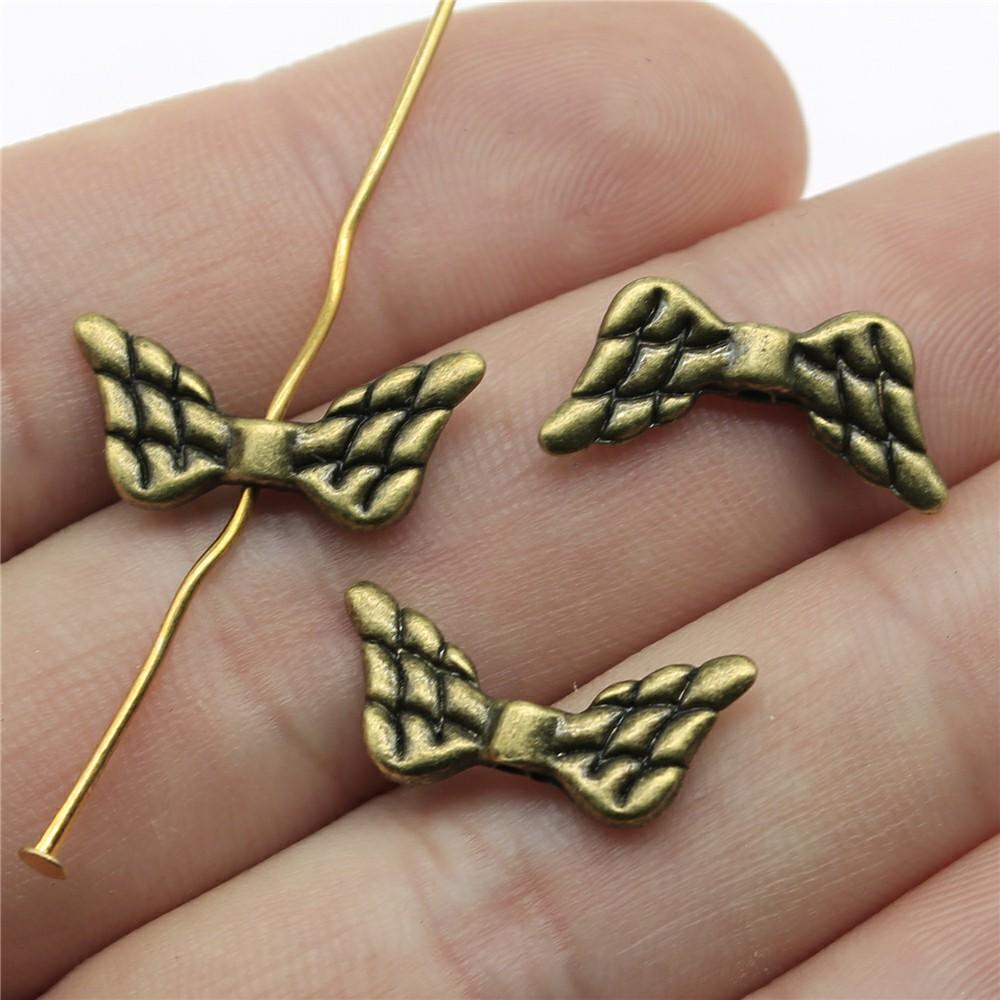 20pcs Angel Wing Small Hole Beads For Jewelry Making Antique Silver Color DIY Crafts Making Findings Handmade Jewelry Findings