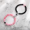 Heart Magnetic Couple Bracelet: Natural Stone, White Pine, and Tiger Eye Beaded Jewelry for Women