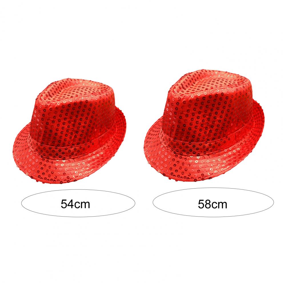 Shining Short Brim Hemming Jazz Hat Adult Kids Sequins Decorated Stage Show Hat Party Supplies