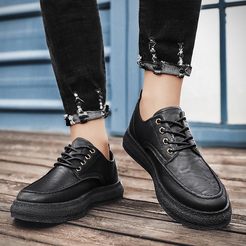 Fashion Brand Men's Casual Shoes Vintage PU Leather Men  Boots Male Leisure Shoes Man Walking Flats Low Top Ankle Booties