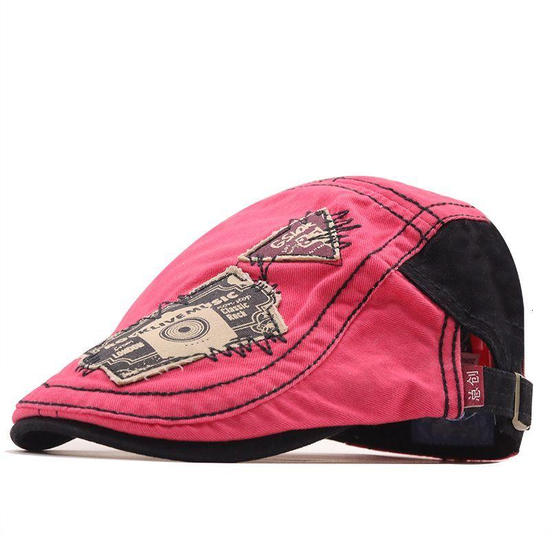 

Уличная повседневная камуфляжная шляпа из чистого хлопка с вышивкой, солнцезащитный козырек, мужской берет M（56-58cm） розы красного