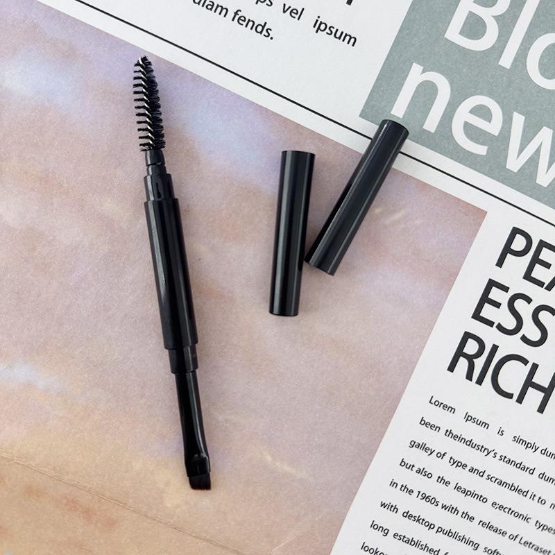 Double-Headed Eyebrow Brush: Soft Bristles, Angled Blade, Spiral Mascara Brush with Cover, Portable Makeup Tool