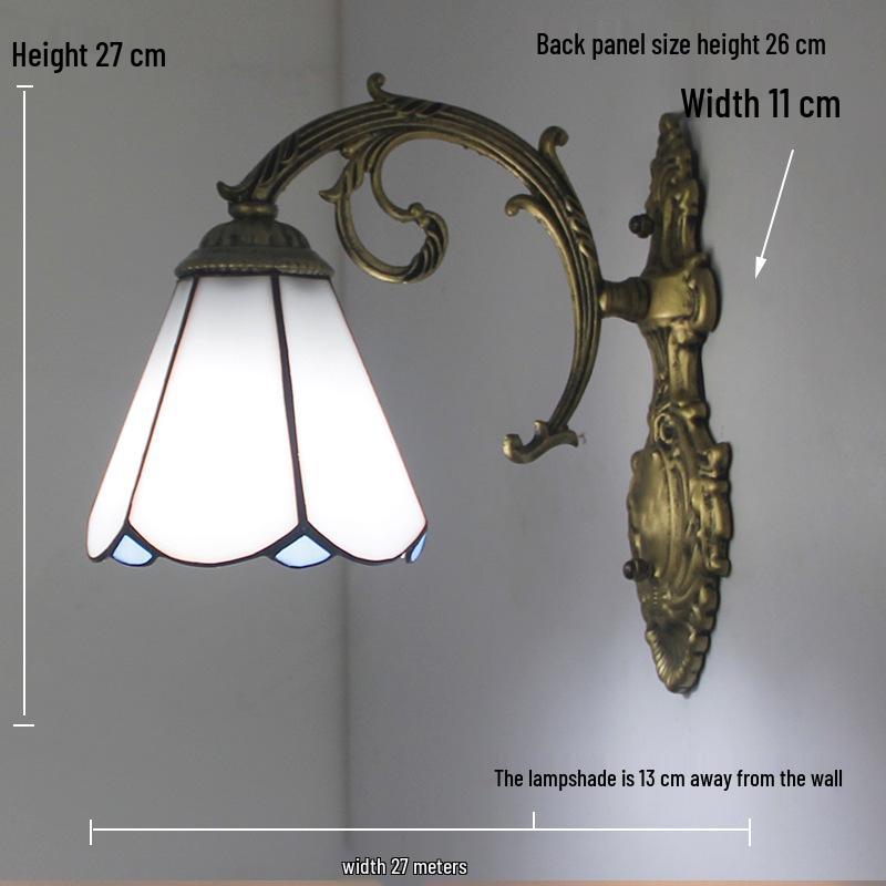 Retro European Tiffany-Style Wall Lamp for Bedroom, Hallway, or Bathroom Mirror