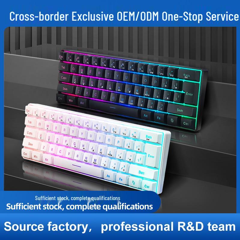 Teclado Gamer Portátil com Luz RGB de 61 Teclas - Sensação Mecânica para E-sports e Uso no Escritório