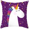 Nordic Unicorn Printed Peach Leather Velvet Pillowcase Cute Pink Horse Rainbow Cartoon Sofa Pillowcase