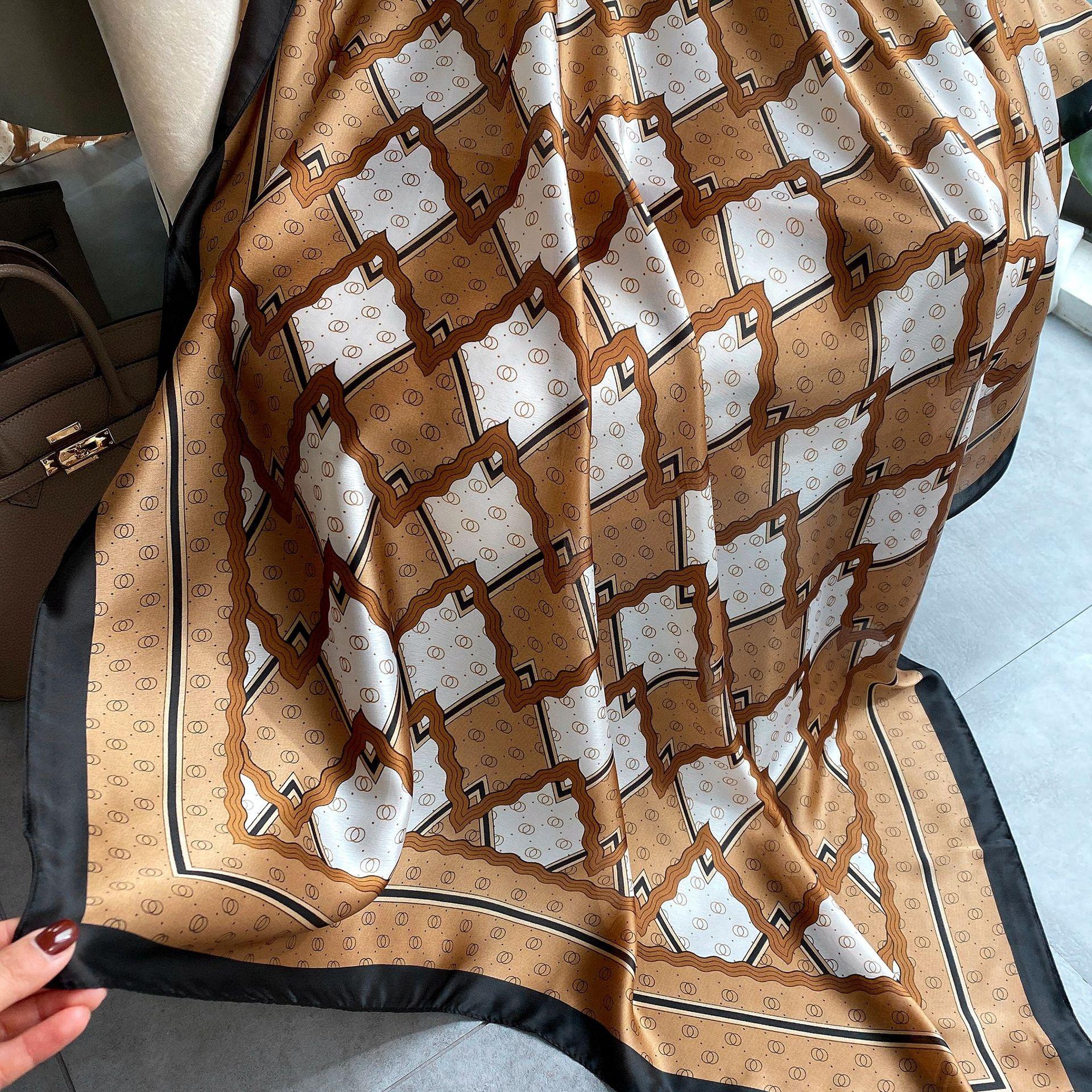 

Высококачественные роскошные шелковые шарфы, повязка на голову, шарфы, шейный шарф для женщин, шелковый шарф с цепочкой, женская декоративная шаль 180-90cm