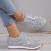 Large Size Women's Shoes Winter New Sequined Shoes Sports Running Shoes Shallow Mouth Round Head Outer Size Women's Shoes
