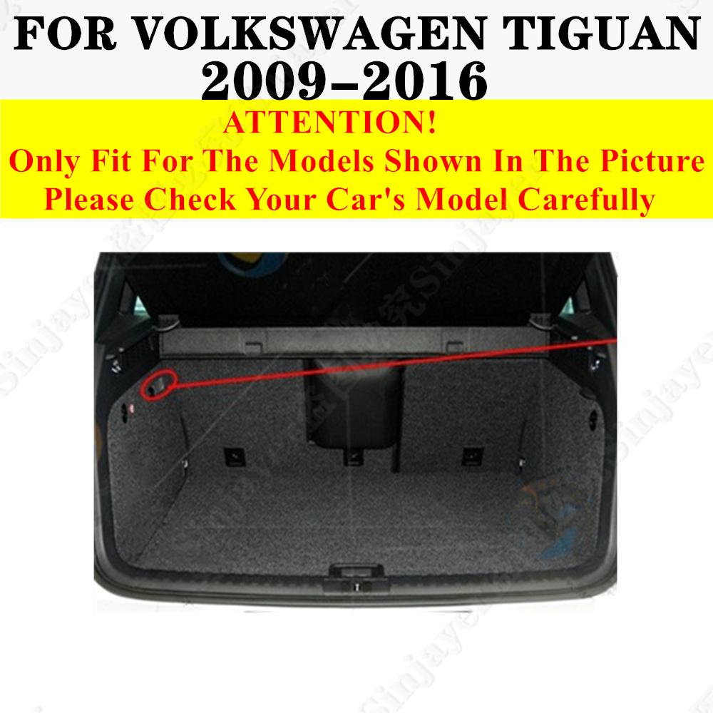 Sinjayer Car Trunk Mat ALL Weather Tail Boot Luggage Pad Carpet High Side Cargo Liner For Volkswagen VW Tiguan 2009 2010