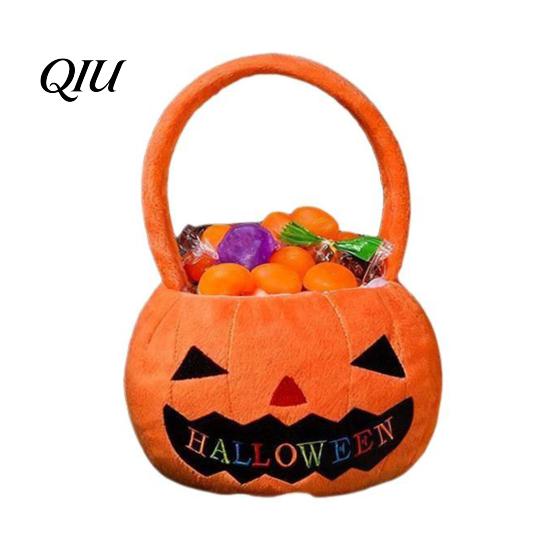 Large Capacity Treat Bag Halloween Pumpkin Bag, Portable Candy Tote for Kids, Trick or Handbag with Soft Handle, Party Favor Gift Bucket