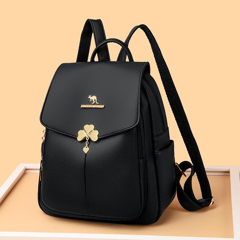 Schoolbag women's soft leather backpack, new best-selling fashionable large-capacity backpack, versatile student backpack for commuting